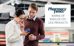 Pharmacist with customer looking at a label