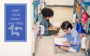 Kids sitting in school hallway - time to consider getting lice prevention products!