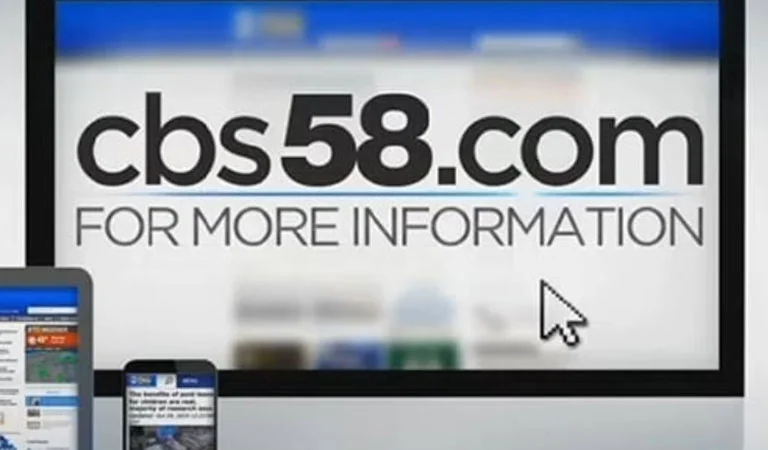Computer monitor with cbs58.com displayed