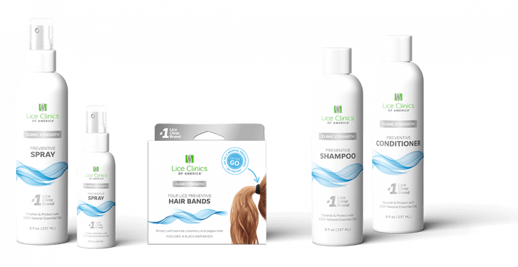 Lice clinics of america prevention products: preventive spray, preventive hair bands and preventive shampoo and conditioner